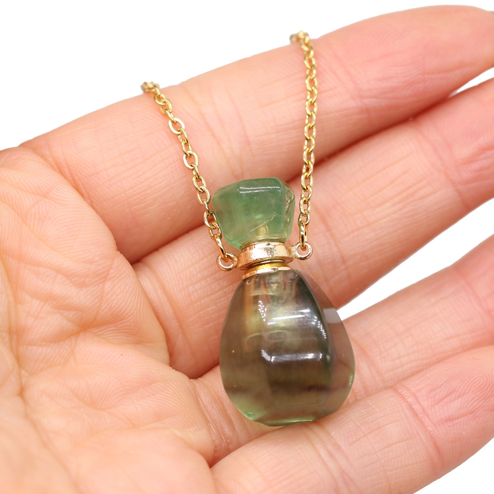 18g Weight Pendant Necklace Classification cable chain Chain Type 1 Piece Quantity Daily Occasion natural stone Material Perfume Bottle Pattern All Seasons Season Unisex Gender Classic Style Style Classic Style Perfume Bottle Natural Stone Cable Chain Pendant Necklace In Bulk 18