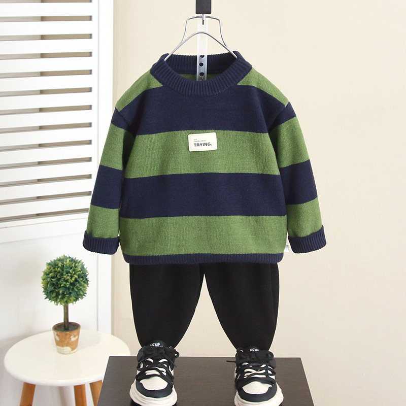 6849 Suéter de otoño e invierno para niños Suéter de punto grueso para niños 2025 Nueva camisa de fondo suelta Versión coreana del bebé