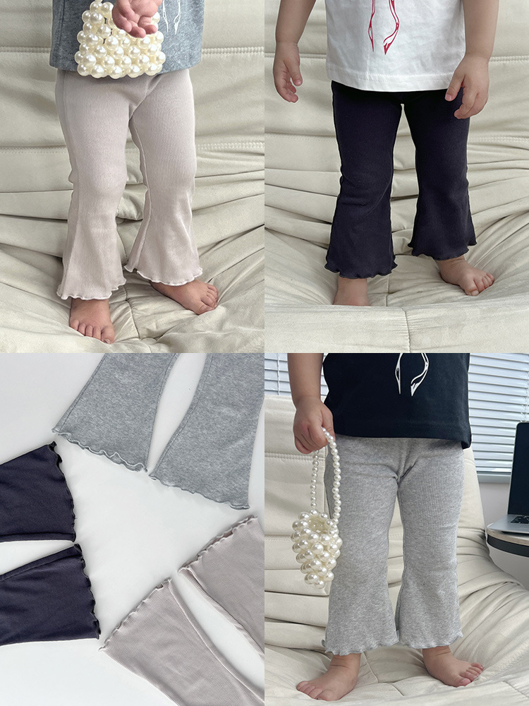 Summer solid color elastic flared trousers