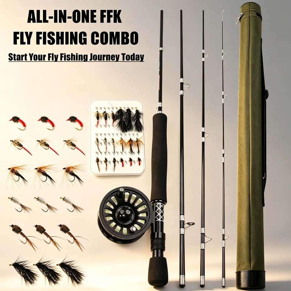 New professional fly fishing kit: fly fishing rod, fly fishing reel, line set, fly hook combination, one-stop shopping for micro stream fishing