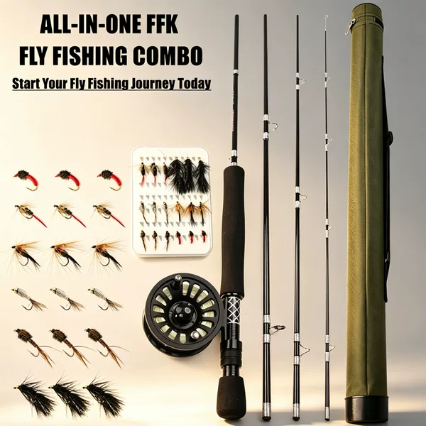 New professional fly fishing kit: fly fishing rod, fly fishing reel, line set, fly hook combination, one-stop shopping for micro stream fishing