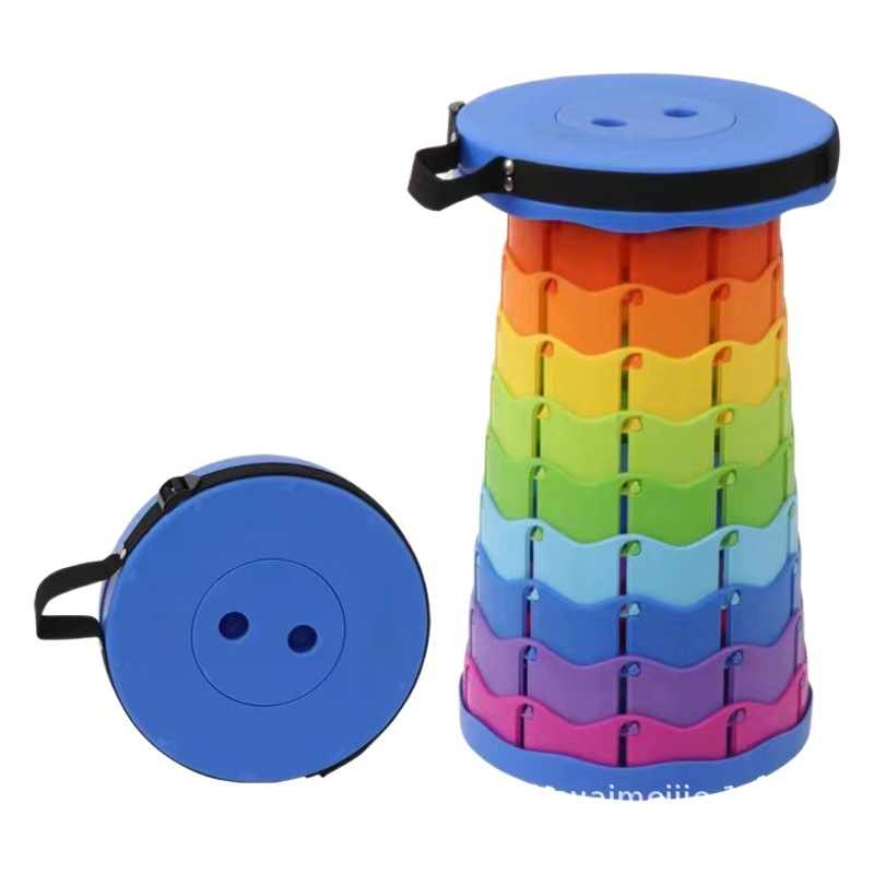 Taburete plegable portátil al aire libre Arco Iris taburete retráctil silla de plástico expuesto taburete campamento picnic Internet celebridad engrosada encogimiento taburete