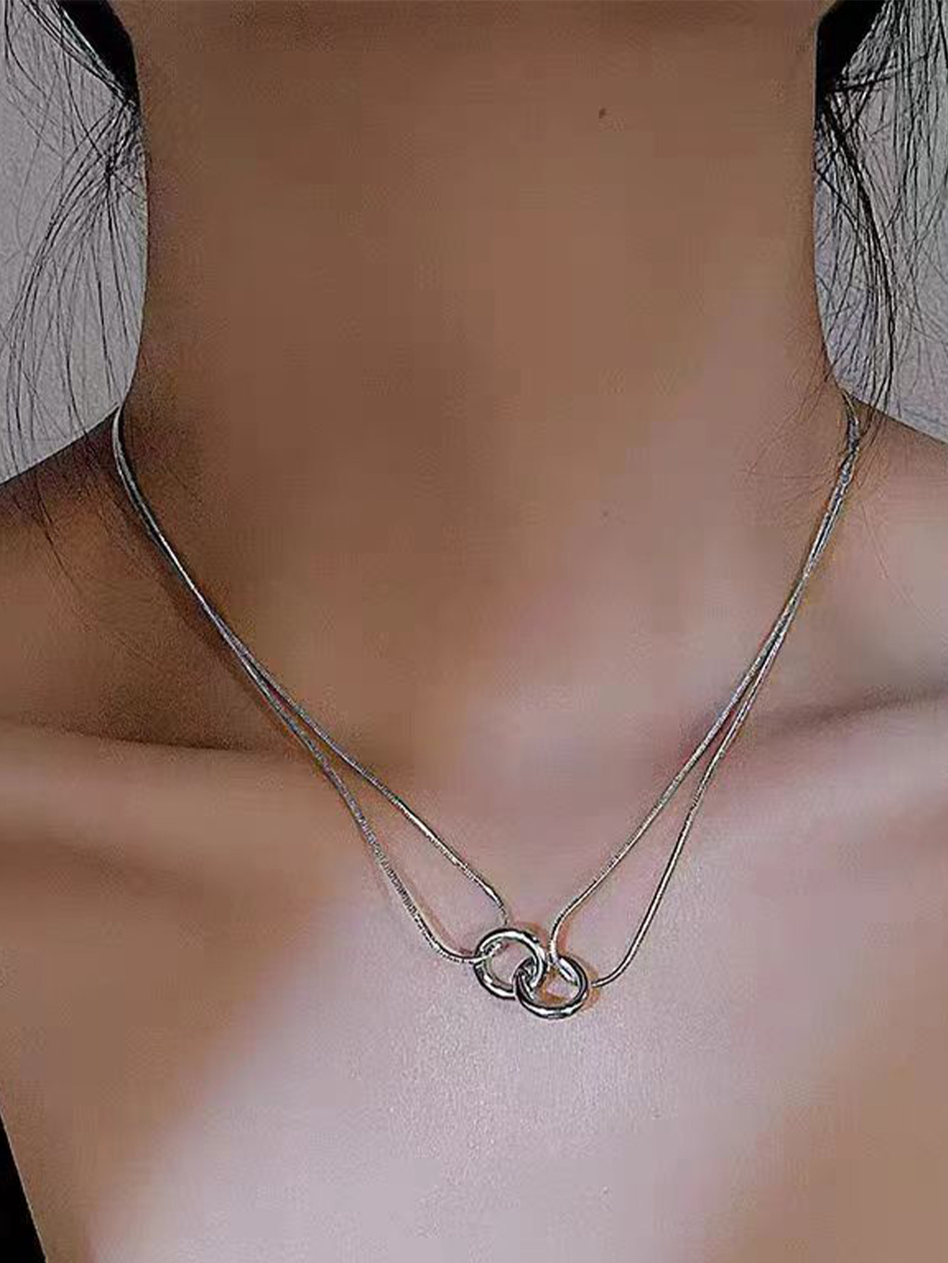 11g Weight Titanium Steel Pendant Material Wholesale Jewelry Modern Style Circle Titanium Steel Plating Necklace Snake Chain