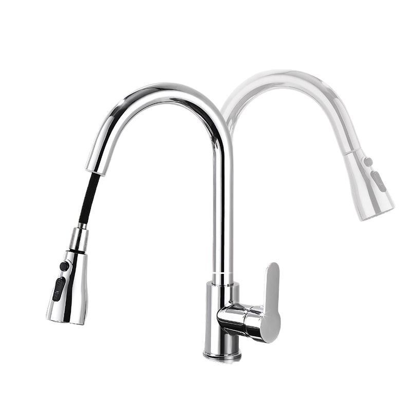 Acero inoxidable tipo extracción lavabos de verduras tipo grifo de agua para cocina caliente y frío 360 grados rotación doble uso lavabos de verduras boquilla