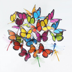 Amazon Best Selling Monarch Butterfly 12cm Staking Butterfly PVC Simulated Dragonfly Butterfly Garden Butterfly Stake
