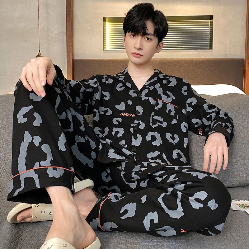 Pijamas de los hombres Primavera y Otoño Invierno 100% algodón de manga larga pantalones delgados más tamaño desgaste de alto nivel de los hombres de verano ropa de casa