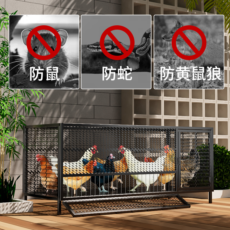 Jaula de pollo, exterior doméstico, gran tubo cuadrado, red secreta, a prueba de lluvia, rutina rural, limpieza automática de estiércol, jaula de cría, comadreja