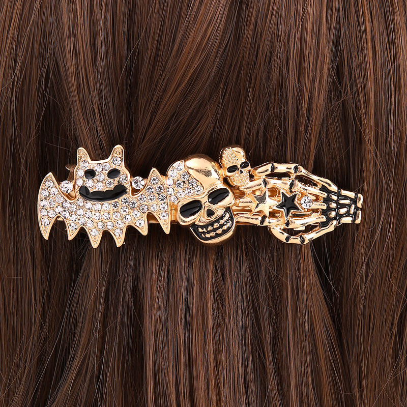 33g Weight Hair Clip Hair Accessories Type Zircon Inlay Material Halloween Exaggerated Women's Pumpkin Alloy Inlay Zircon Hair Clip