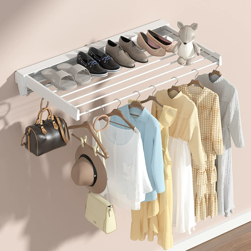 Невидимая телескопическая вешалка для одежды Многофункциональная вешалка для полотенец для туалета Внутренний балкон эркер Складное отверстие для одежды без отверстия