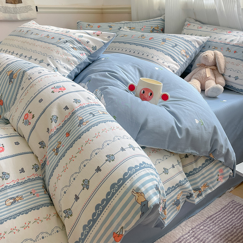 Cubierta de edredón de algodón de dibujos animados para estudiantes de una sola pieza de algodón puro 150x200x230 cubierta de edredón dormitorio individual 1.5 pieza de cuatro piezas