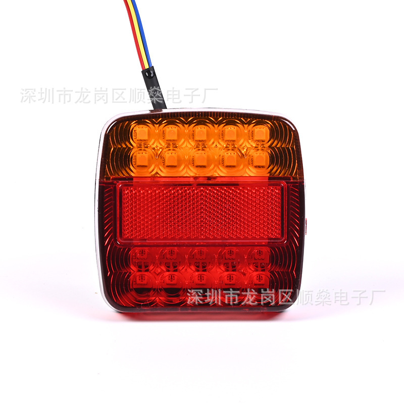 Manufacturer Spot Supply Cross-Border Export 12V24Vled Red and Yellow Square Lights Truck Tail Lights Trailer Lights Truck Tail Lights