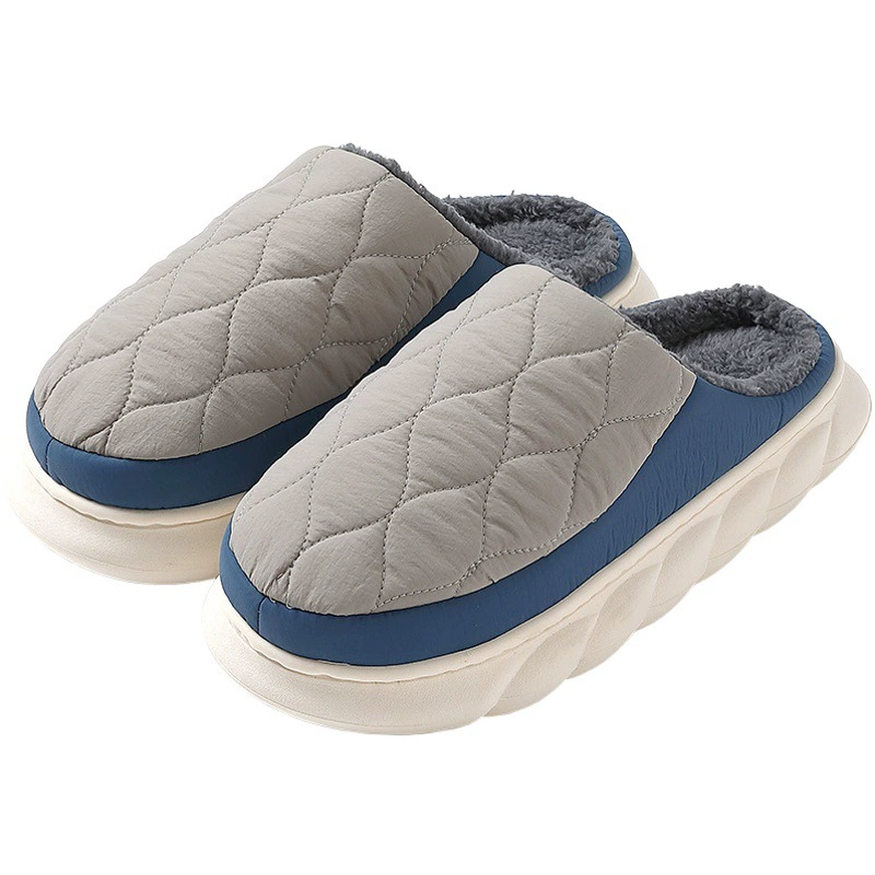 Пуховые хлопковые тапочки, непромокаемые мужские домашние нескользящие плюшевые теплые осенние и зимние хлопковые тапочки большого размера, женские оптом