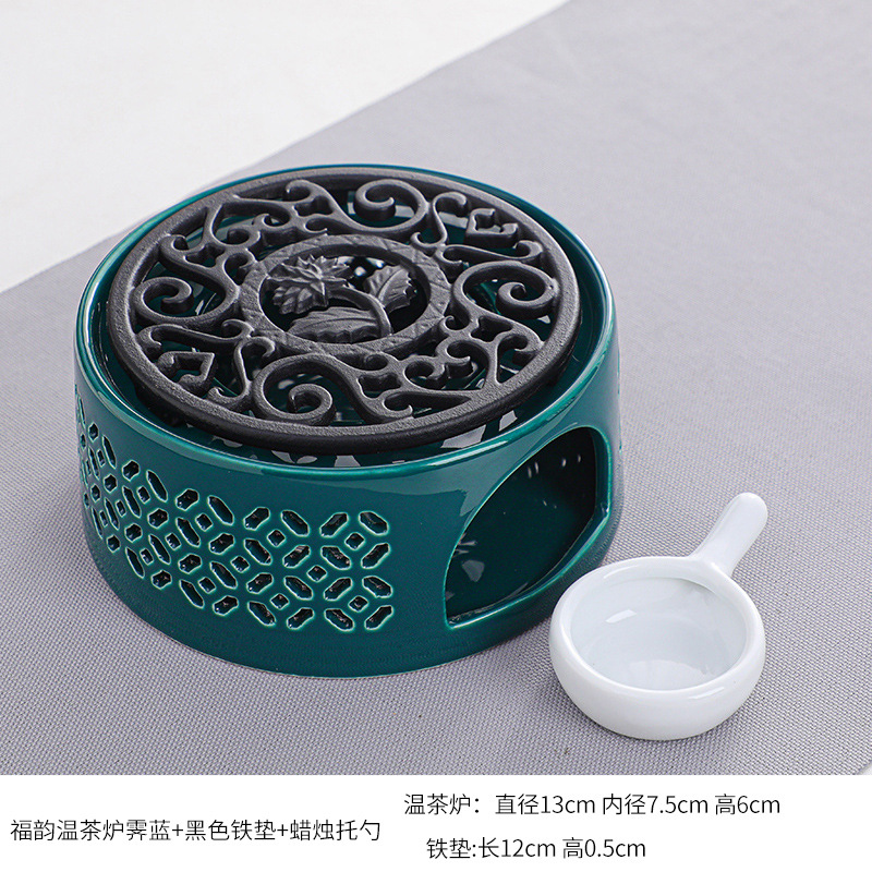 Té estufa vela restaurante Hotel hogar base de cerámica chino hueco aislamiento calefacción vidrio fruta flor tetera