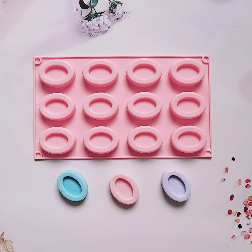 12 donuts elípticos 49 molde de silicona pastel helado pudín molde de postre jabón utensilios