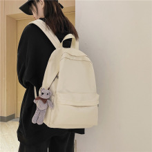 书包女2025韩版情侣新款大容量纯色百搭双肩背潮包小学生初高中生