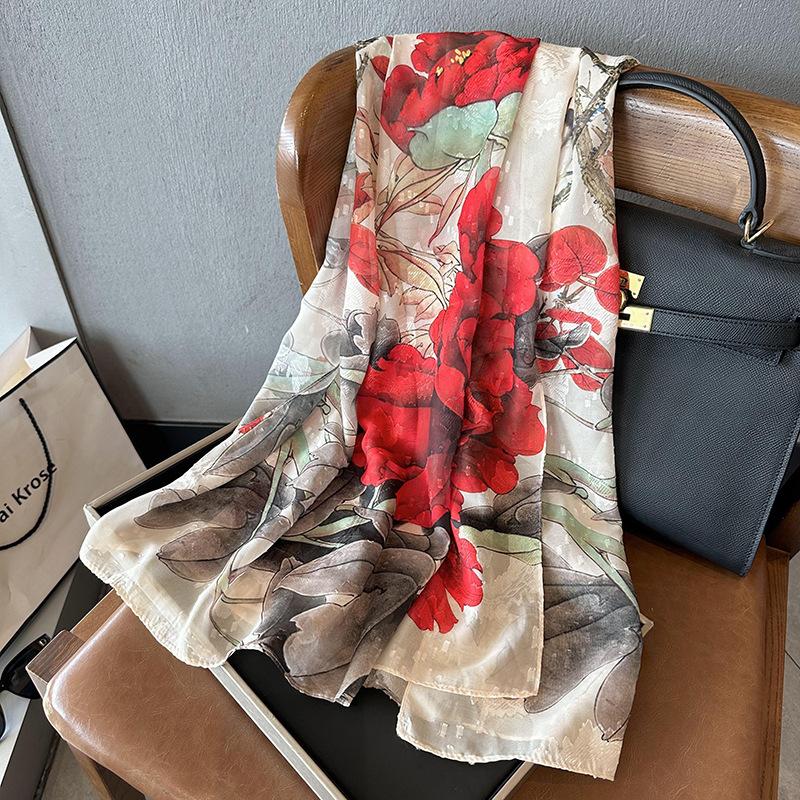 Buñuelo de seda para mujeres 2025 verano nuevo corte de flores de alto nivel de seda simulación buñuelo de playa buñuelo de seda transpirable buñuelo al por mayor