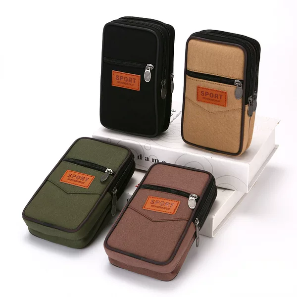 Oversized canvas mobile phone bag middle-aged and elderly wear belt waist bag wear-resistant construction site work mobile phone bag waist bag in stock wholesale