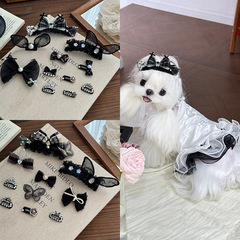 宠物发夹满钻马尔济斯蝴蝶结bb约克夏蝴蝶结头饰狂甩不掉猫咪原创