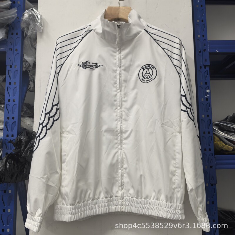 高品質パリフランスマン L ロイヤルレトロ刺繍肥厚ジッパー防雨ウインドブレーカーサッカーユニフォームファン|undefined