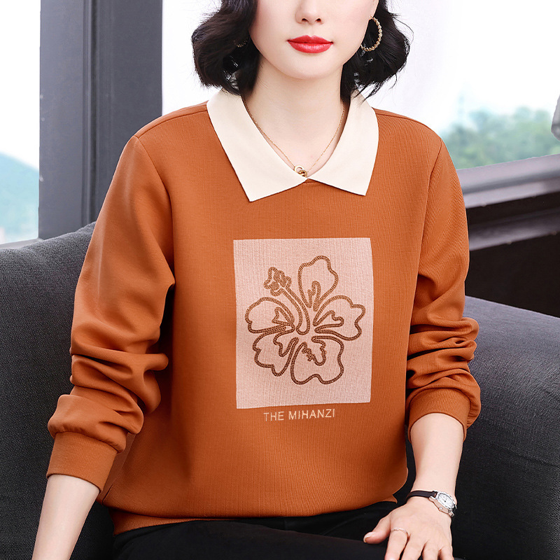 翻领烫钻厚款卫衣女秋冬新款中老年妈妈女装批发东南亚跨境上衣服|undefined