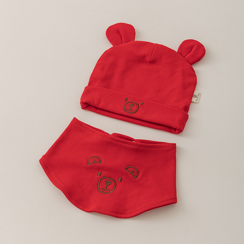0-3 Mes recién nacido sombrero toallas de saliva set primavera y otoño algodón puro bebé recién nacido sombrero de bebé protector de la puerta