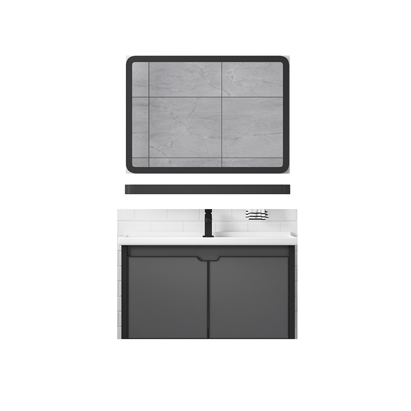 Gabinete de baño de aluminio del espacio combinación simple Placa de roca cuenca integrada lavabo de baño mesa de lavado lavabo inteligente