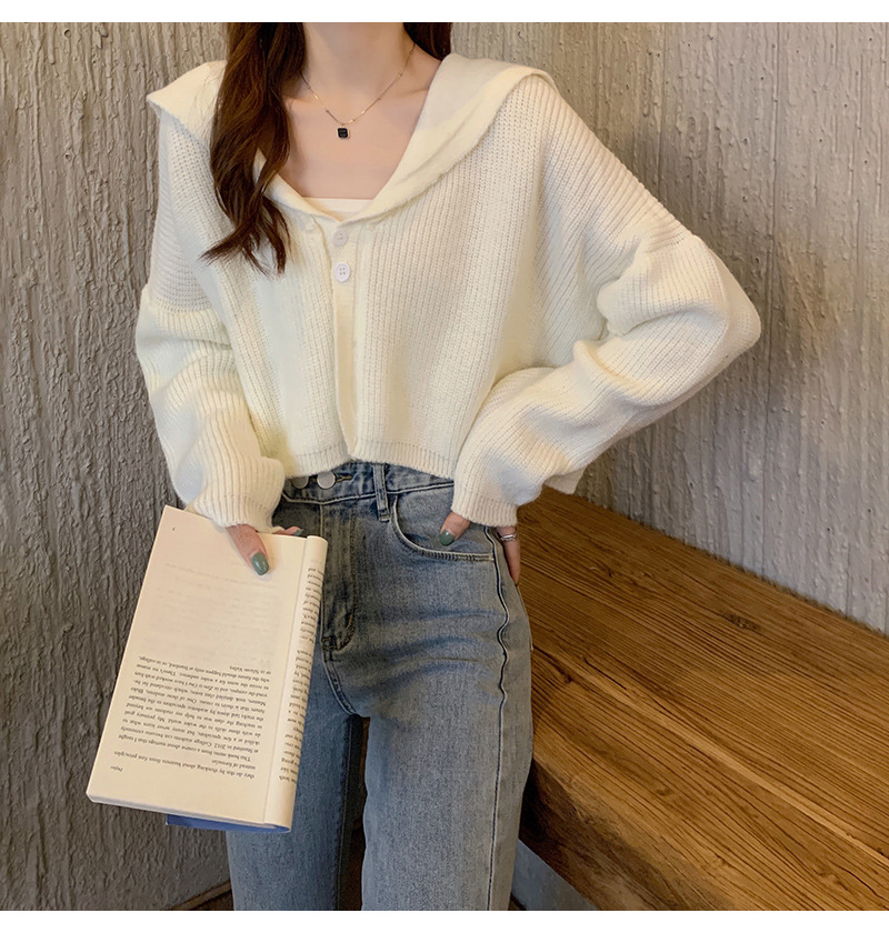 【中国直邮】茵如澜 新款秋冬chic上衣温柔甜辣毛衣针织衫 卡其色