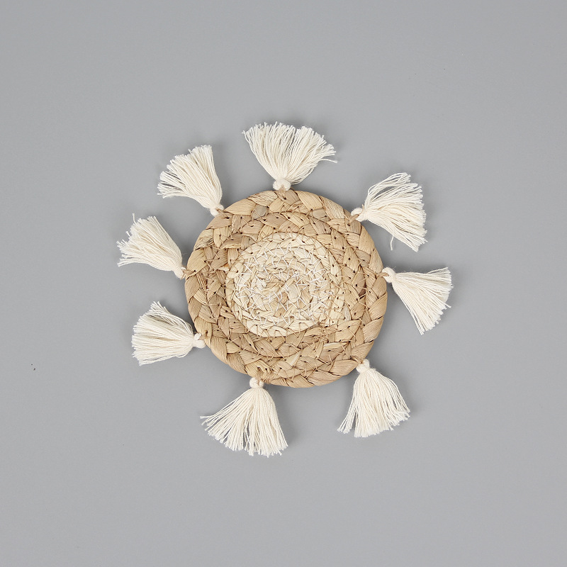 Tapete de paja de maíz estilo japonés, tapete aislante térmico tejido a mano, posavasos y tapete para platos antideslizante para el hogar.