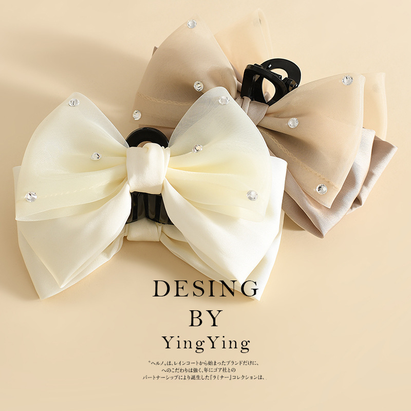 義烏工廠新款夏季蝴蝶結網紗女髮夾鯊魚抓夾髮夾盤發抓夾發卡批發