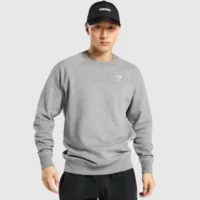 Gymshark crest slim fit с круглым вырезом из тонкого бархатного свитника для мужских спортивных тренировок весной и осенью