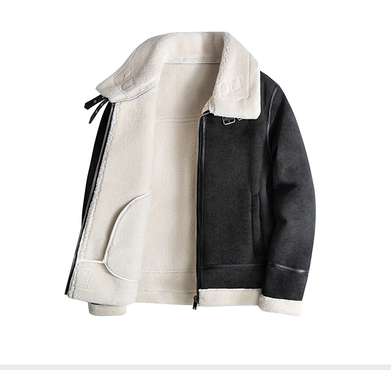 Men’s Genuine Sheepskin & PU Leather Biker Jacket – Short Bomber Style, Retro Collar, Slim Fit (M-4XL)​_voghion.com