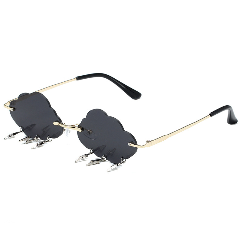 2021 Sunglasses European and American Fashion Cloud Lightning Irregular Sunglasses Personality Frameless Ball Party Sunglasses