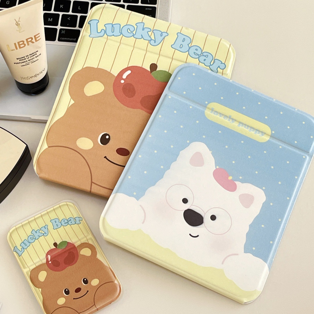 Lindo espejo de maquillaje plegable espejo de escritorio para estudiantes portátil dormitorio portátil portátil espejo de tocador portátil almacenamiento