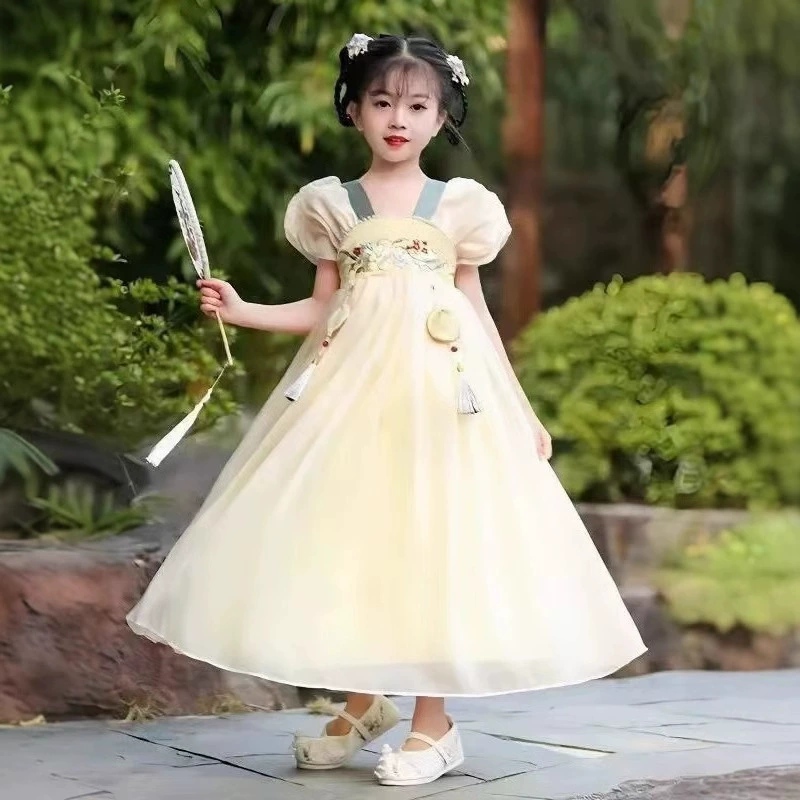 Hanfu Girls Летнее тонкое платье супер сказочное детское платье новая летнее платье для девочек