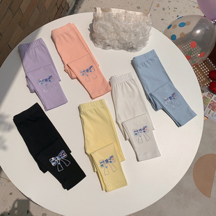 Girls Summer Clothes 2025 New Baby Leggings Thin Kidsren's Korean Style Elastic Slim Cotton Pants Trbottomy