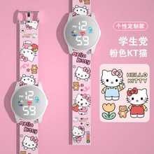 跨境新款印花卡通镜子手表创意小学生个性可爱镜子两用夜光LED电