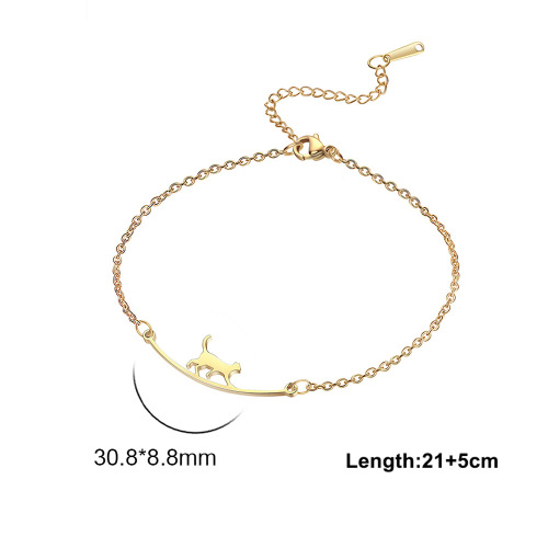 Hot selling cute walking cat women anklet stainless steel jewelry anklet fashion beach accessories wholesale