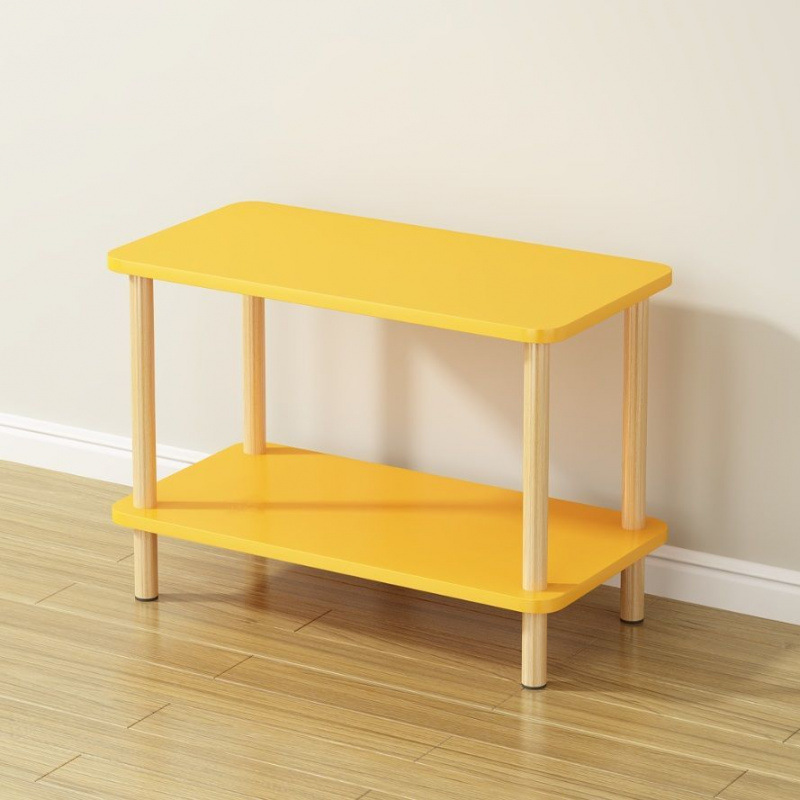 Mesa auxiliar de sofá de doble capa, mesa de té pequeña y sencilla, mesa para sala de estar de apartamento pequeño, mini mesa para dormitorio, venta al por mayor de fábrica.