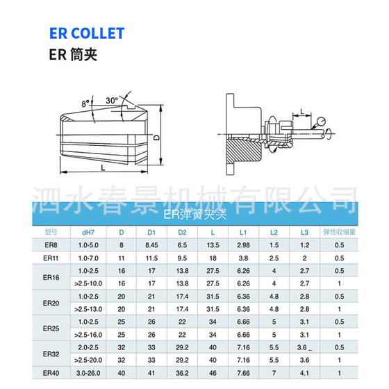 High precision er11 spring collet engraving machine elastic CNC machine milling machine collet manufacturers spot