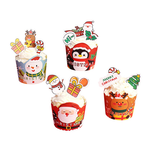 Christmas cupcake packaging box muffin cup cup cake cartoon Christmas cupcake decoration insert
