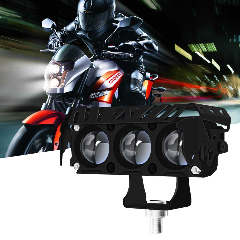 Cross-Border Hot-Selling Motorcycle Spotlight Led Car Light Yellow and White Far and Near Light External Electric Motorcycle Front Spotlight