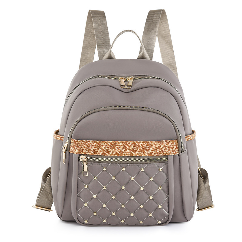 2023 otoño nuevas señoras casuales mochila de tela Oxford moda rombo gran capacidad contraste color mochila de viaje marea