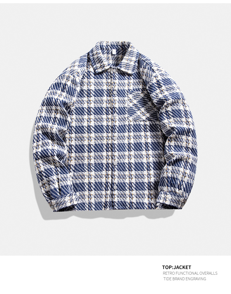 Men's Clothing Jacket for boys, new style for spring and autumn, high end style plaid brand, style lapel loose casual versatile jacket_voghion.com