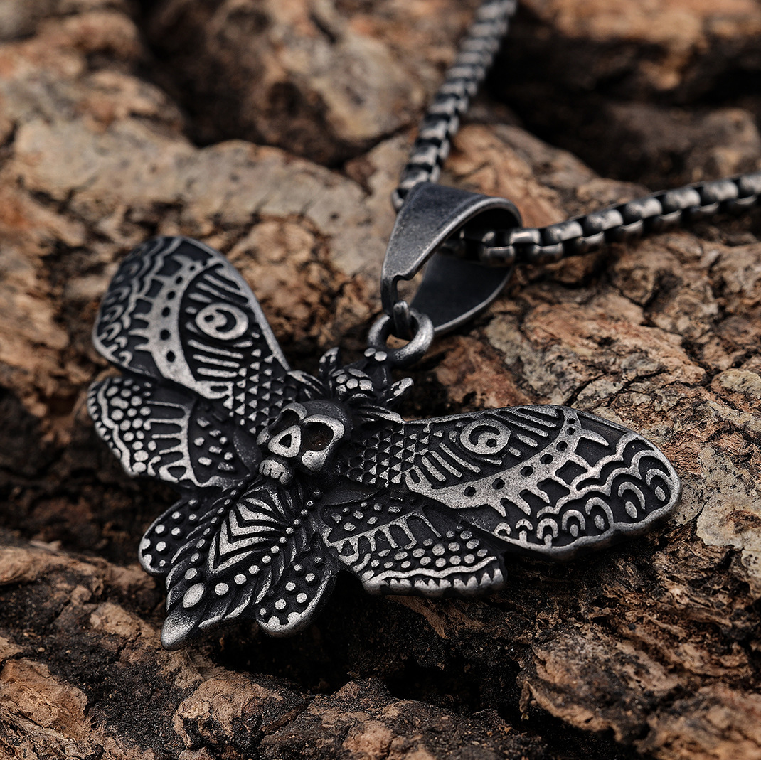 1 Piece Quantity Party Occasion 304 Stainless Steel Material Punk Butterfly Skull 304 Stainless Steel Halloween Men'S