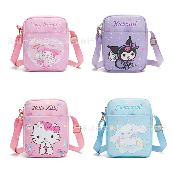Cute Cartoon Kuromi Kt Cat My Melody Cinnamoroll Convenient Outdoor Storage Phone Key Children's Crossbody Bag