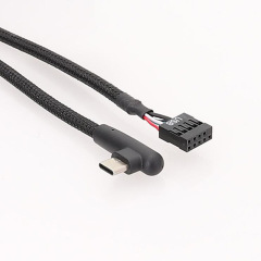 マザーボードusb 9ピンtype-cケーブルtype-cエルボケーブル編組ネットワークケーブル60センチ