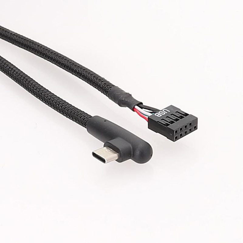 Motherboard USB 9-Pin to Type-C Cable Type-C Elbow Data Cable Braided Network Cable