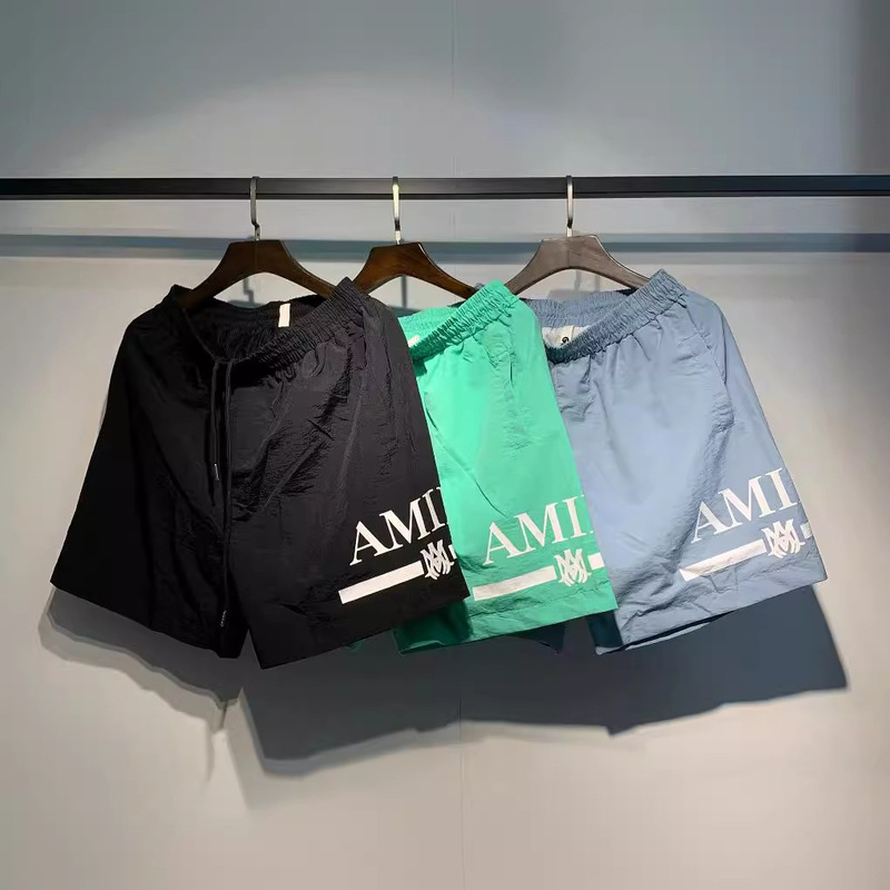 Real Shot of Amiri Summer Quick-Drying Mesh Multi-Color Men's and Women's Elastic Loose Casual Sports Shorts