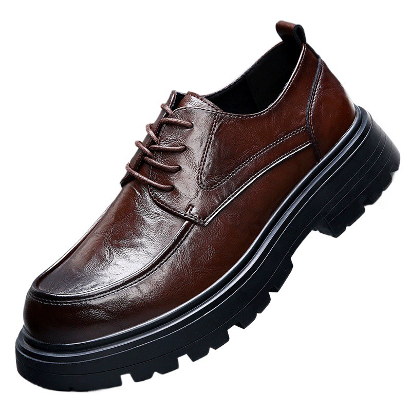 Shoes for leather shoes, breathable high classic suit jacket for leisure English style platform, high-quality style, British style