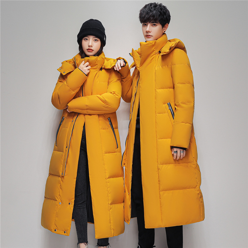 2022 new men's and women's down jacket men's long knee length Korean version student winter coat work clothes